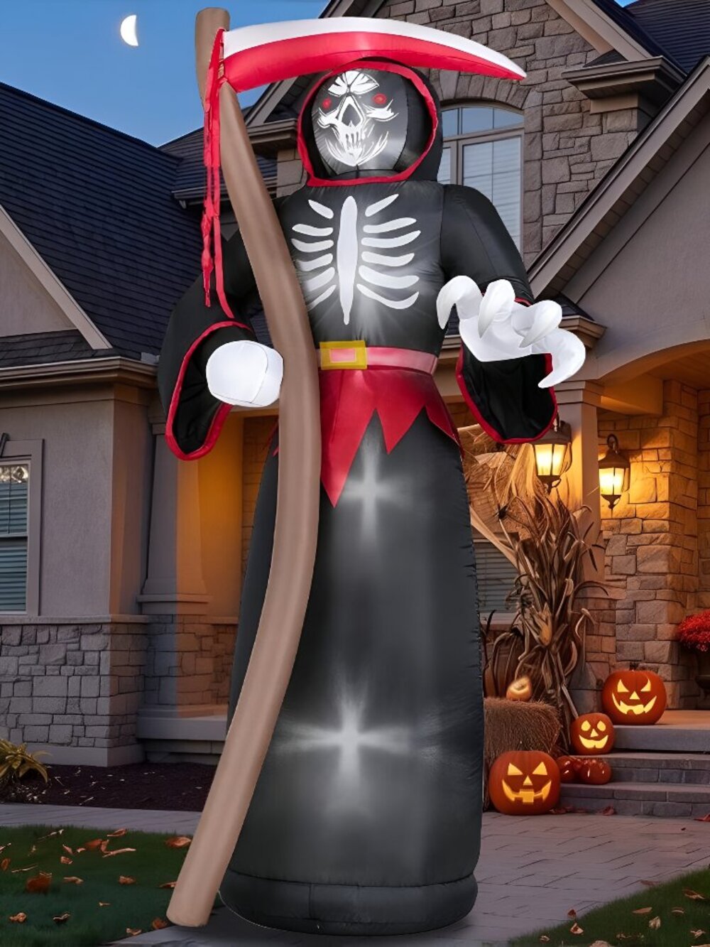 8FT Halloween Inflatable Grim Reaper LED Outdoor Yard Lawn Blow Up Decor